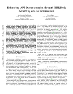 Enhancing API Documentation through BERTopic Modeling and Summarization