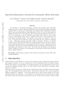 Spectral information criterion for automatic elbow detection