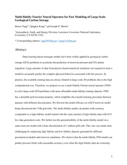 Multi-fidelity Fourier Neural Operator for Fast Modeling of Large-Scale
  Geological Carbon Storage