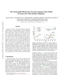 The Unreasonable Effectiveness of Large Language-Vision Models for
  Source-free Video Domain Adaptation