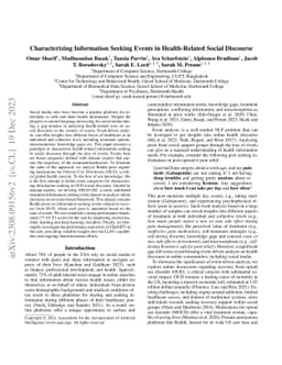 Characterizing Information Seeking Events in Health-Related Social
  Discourse