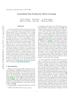 Generalized Sum Pooling for Metric Learning