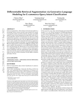 Differentiable Retrieval Augmentation via Generative Language Modeling
  for E-commerce Query Intent Classification