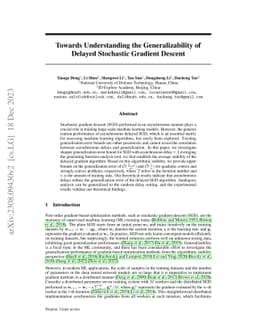Towards Understanding the Generalizability of Delayed Stochastic
  Gradient Descent
