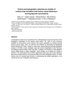 End-to-end topographic networks as models of cortical map formation and
  human visual behaviour: moving beyond convolutions