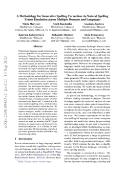 A Methodology for Generative Spelling Correction via Natural Spelling
  Errors Emulation across Multiple Domains and Languages