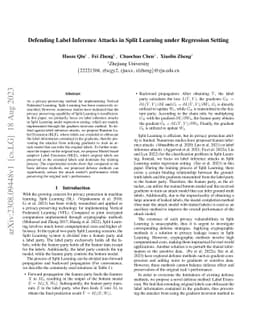 Defending Label Inference Attacks in Split Learning under Regression
  Setting