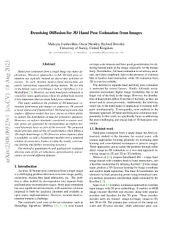 Denoising Diffusion for 3D Hand Pose Estimation from Images