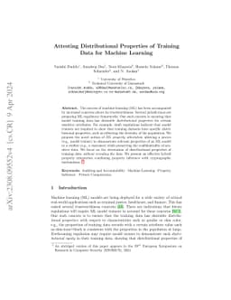 Attesting Distributional Properties of Training Data for Machine
  Learning