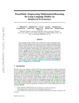 WizardMath: Empowering Mathematical Reasoning for Large Language Models via Reinforced Evol-Instruct
