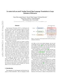 Is context all you need? Scaling Neural Sign Language Translation to
  Large Domains of Discourse