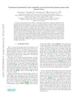 Variational optimization of the amplitude of neural-network quantum
  many-body ground states