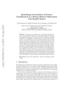 Quantifying Uncertainties of Contact Classifications in a Human-Robot
  Collaboration with Parallel Robots