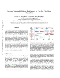Invariant Training 2D-3D Joint Hard Samples for Few-Shot Point Cloud
  Recognition