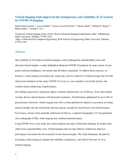Virtual imaging trials improved the transparency and reliability of AI
  systems in COVID-19 imaging
