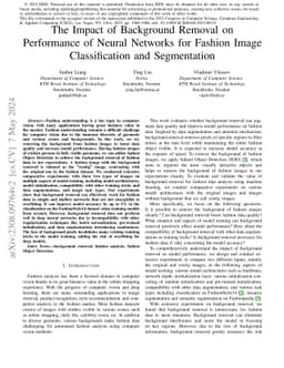 The Impact of Background Removal on Performance of Neural Networks for
  Fashion Image Classification and Segmentation