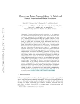 Microscopy Image Segmentation via Point and Shape Regularized Data
  Synthesis
