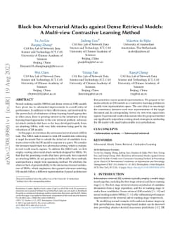 Black-box Adversarial Attacks against Dense Retrieval Models: A
  Multi-view Contrastive Learning Method