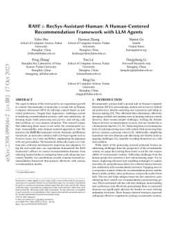 RAH! RecSys-Assistant-Human: A Human-Centered Recommendation Framework
  with LLM Agents