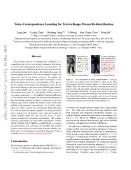 Noisy-Correspondence Learning for Text-to-Image Person Re-identification