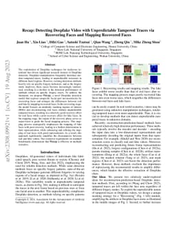 Recap: Detecting Deepfake Video with Unpredictable Tampered Traces via
  Recovering Faces and Mapping Recovered Faces