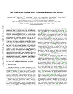 East: Efficient and Accurate Secure Transformer Framework for Inference