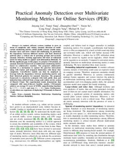 Practical Anomaly Detection over Multivariate Monitoring Metrics for
  Online Services