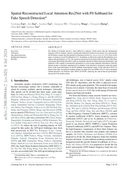 Spatial Reconstructed Local Attention Res2Net with F0 Subband for Fake
  Speech Detection
