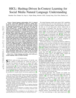 HICL: Hashtag-Driven In-Context Learning for Social Media Natural
  Language Understanding