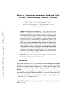 Effects of Convolutional Autoencoder Bottleneck Width on StarGAN-based
  Singing Technique Conversion