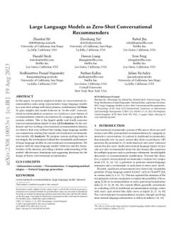 Large Language Models as Zero-Shot Conversational Recommenders