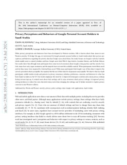 Privacy Perceptions and Behaviors of Google Personal Account Holders in
  Saudi Arabia
