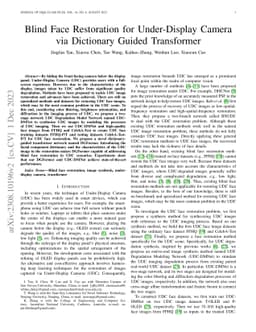 Blind Face Restoration for Under-Display Camera via Dictionary Guided
  Transformer