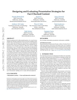 Designing and Evaluating Presentation Strategies for Fact-Checked
  Content