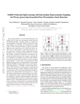 FedSIS: Federated Split Learning with Intermediate Representation
  Sampling for Privacy-preserving Generalized Face Presentation Attack
  Detection