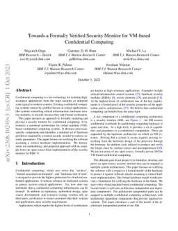 Towards a Formally Verified Security Monitor for VM-based Confidential
  Computing