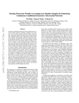 Turning Waste into Wealth: Leveraging Low-Quality Samples for Enhancing
  Continuous Conditional Generative Adversarial Networks