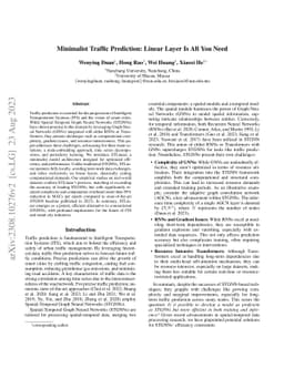 Minimalist Traffic Prediction: Linear Layer Is All You Need