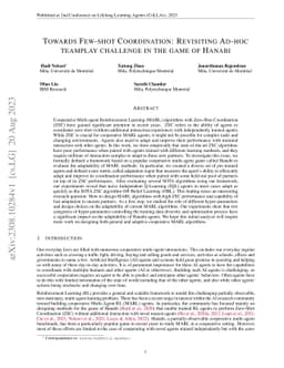 Towards Few-shot Coordination: Revisiting Ad-hoc Teamplay Challenge In
  the Game of Hanabi