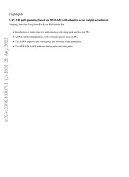 UAV 3-D path planning based on MOEA/D with adaptive areal weight
  adjustment