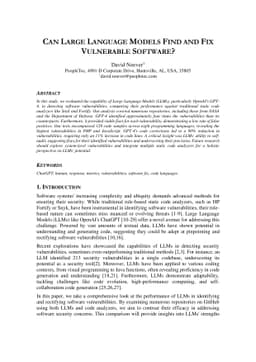 Can Large Language Models Find And Fix Vulnerable Software?
