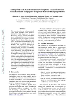 cantnlp@LT-EDI-2023: Homophobia/Transphobia Detection in Social Media
  Comments using Spatio-Temporally Retrained Language Models