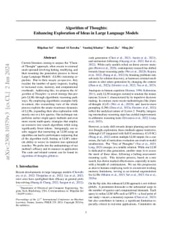 Algorithm of Thoughts: Enhancing Exploration of Ideas in Large Language
  Models