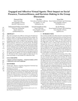 Engaged and Affective Virtual Agents: Their Impact on Social Presence,
  Trustworthiness, and Decision-Making in the Group Discussion