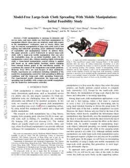 Model-Free Large-Scale Cloth Spreading With Mobile Manipulation: Initial
  Feasibility Study