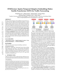 STAEformer: Spatio-Temporal Adaptive Embedding Makes Vanilla Transformer
  SOTA for Traffic Forecasting