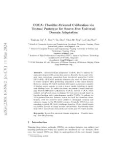COCA: Classifier-Oriented Calibration via Textual Prototype for
  Source-Free Universal Domain Adaptation