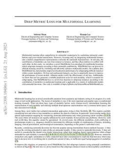 Deep Metric Loss for Multimodal Learning