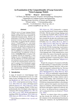 An Examination of the Compositionality of Large Generative
  Vision-Language Models