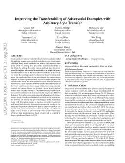 Improving the Transferability of Adversarial Examples with Arbitrary
  Style Transfer